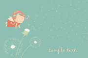 Cute angel blowing on a dandelion