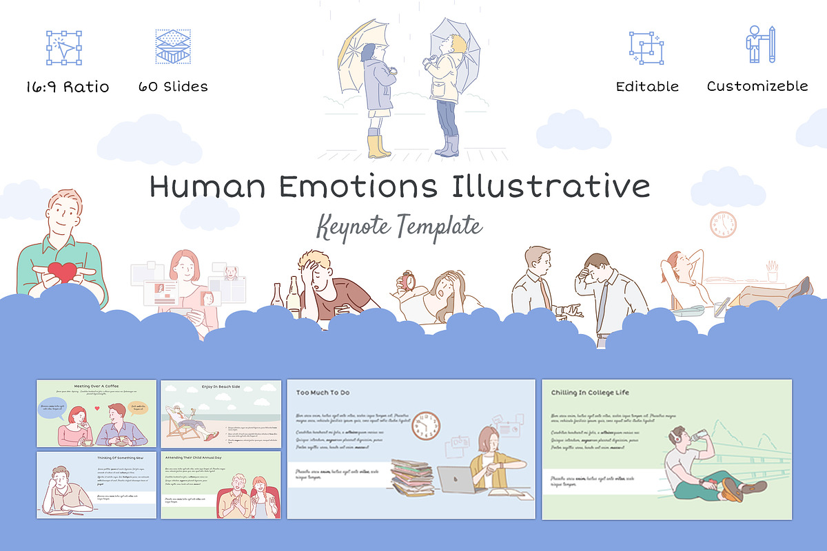 Human Emotions Illustrative Keynote in Keynote Templates - product preview 8