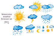 Watercolor raster set of forecast