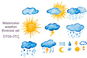 Watercolor vector set of forecast