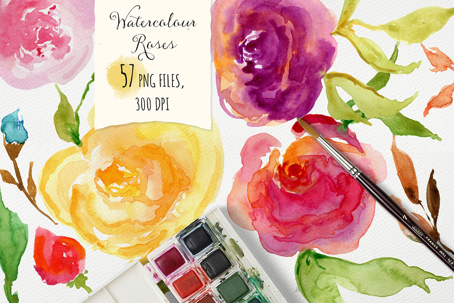 Watercolor Roses DIY in Illustrations - product preview 8