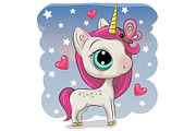 Cute Unicorn with butterfly on a