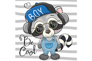 Cool Cartoon Cute Raccoon with sun