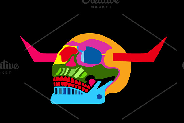 Devil Art, skull icon with horns