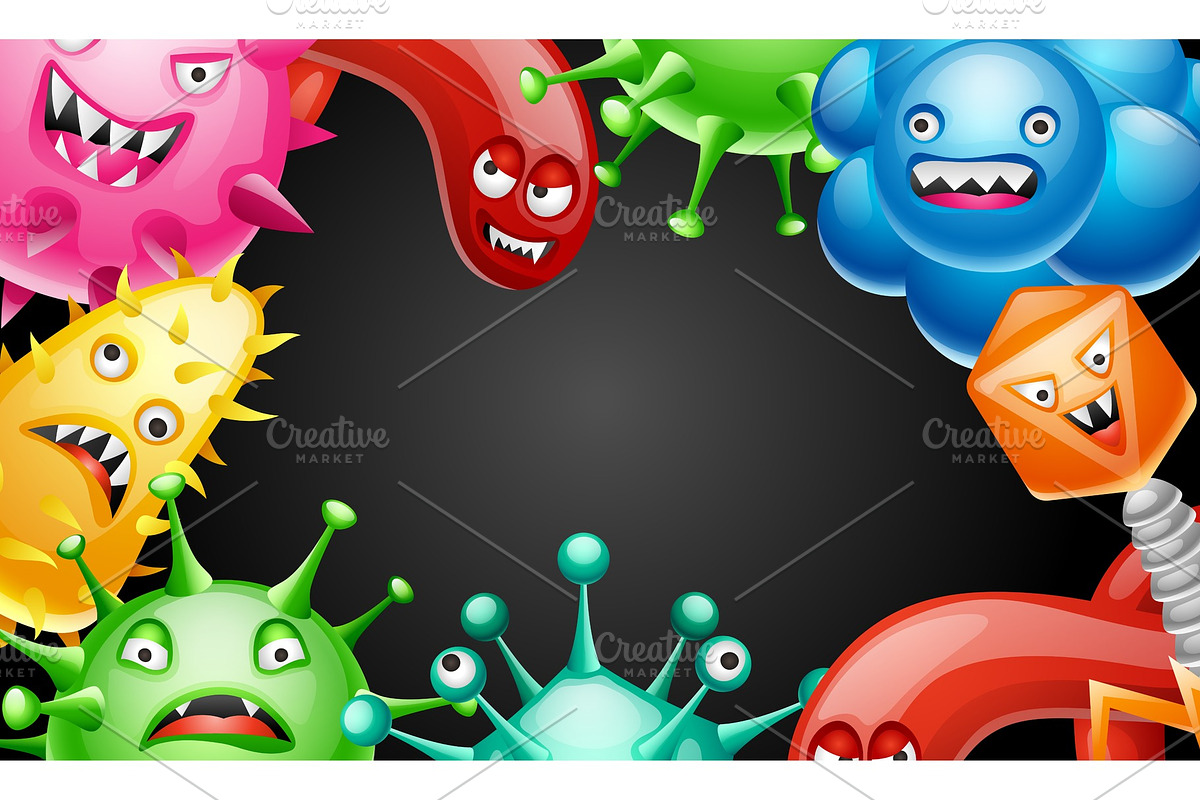 Background with little angry viruses in Illustrations - product preview 8