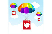 Vector rainbow parachute love