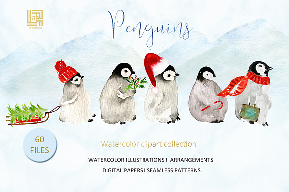 Winter watercolor bundle in Illustrations - product preview 6