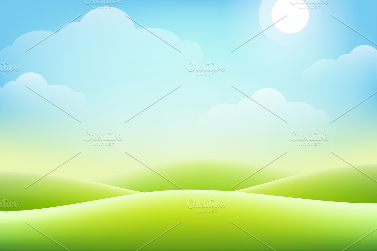 Clean background with green hills in Illustrations - product preview 8