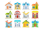 Icon set of houses and buildings 