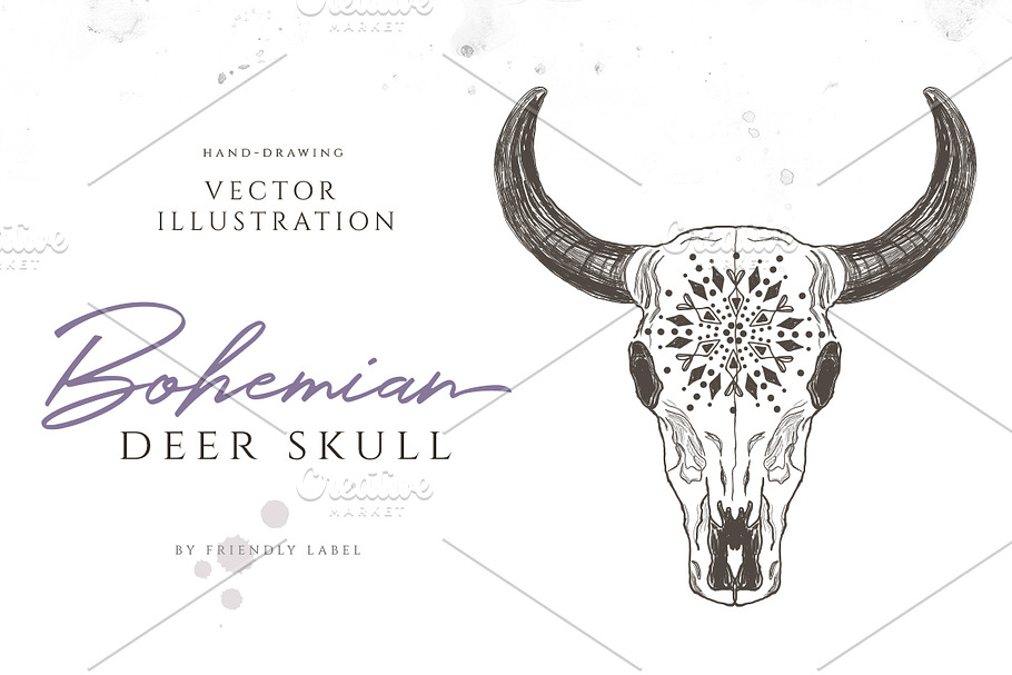 Bohemian Deer Skull in Illustrations - product preview 8