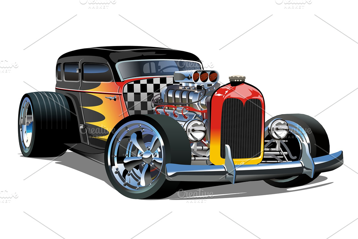 Cartoon retro hot rod isolated on in Illustrations - product preview 8