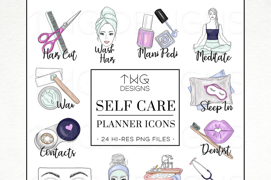 To Do Planner Task Icons Self Care in Illustrations - product preview 8