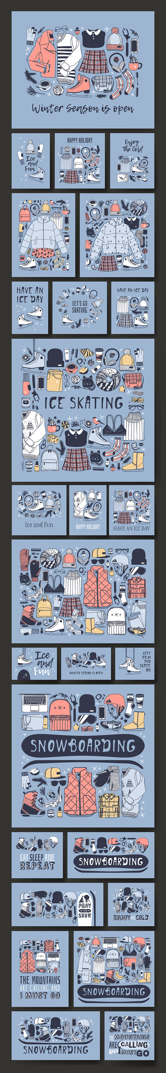 Winter Sports set + patterns + cards in Illustrations - product preview 9