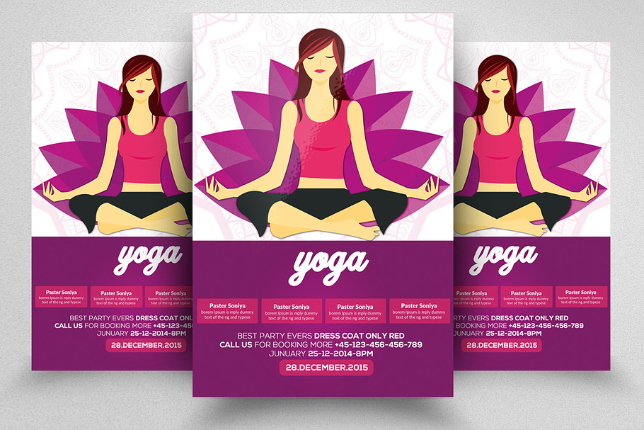 Yoga Fitness Gym PSD Flyer Templates
