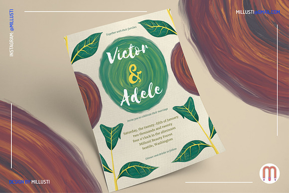 Natural Leaves Wedding Invitation in Card Templates - product preview 2