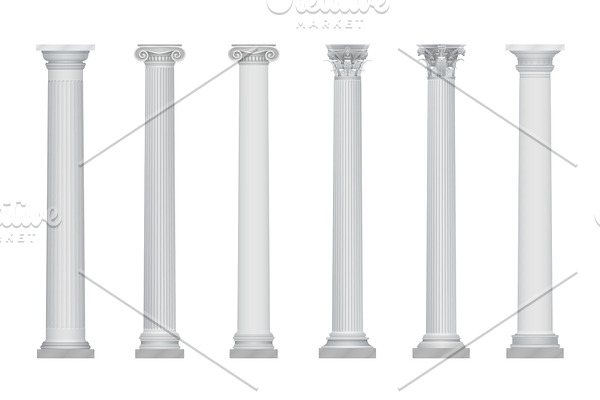 Realistic ancient columns set