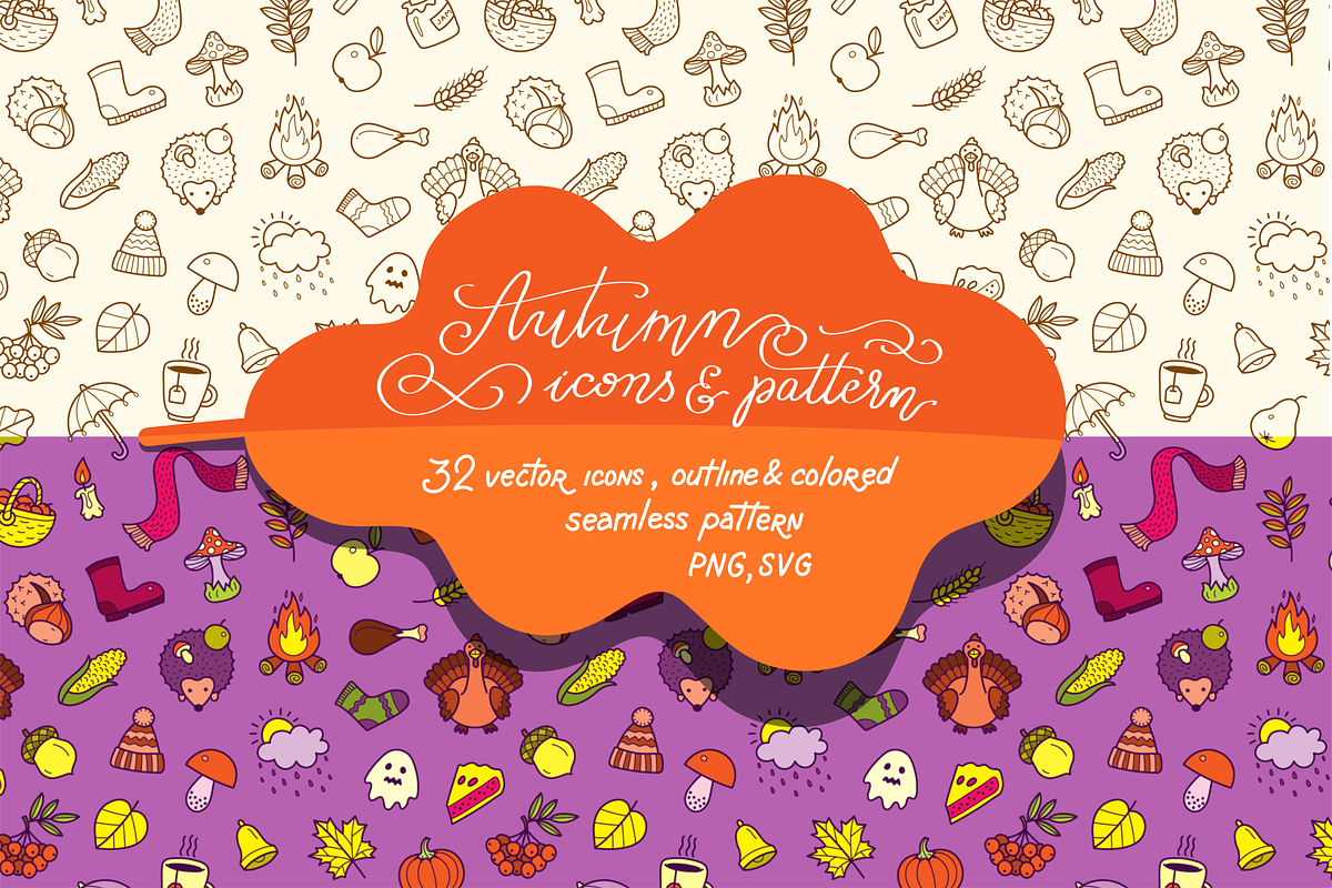 Beautiful Autumn Hand Drawn Pattern  in Patterns - product preview 8