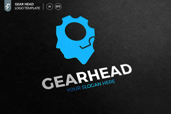 Gear Head Logo in Logo Templates - product preview 1