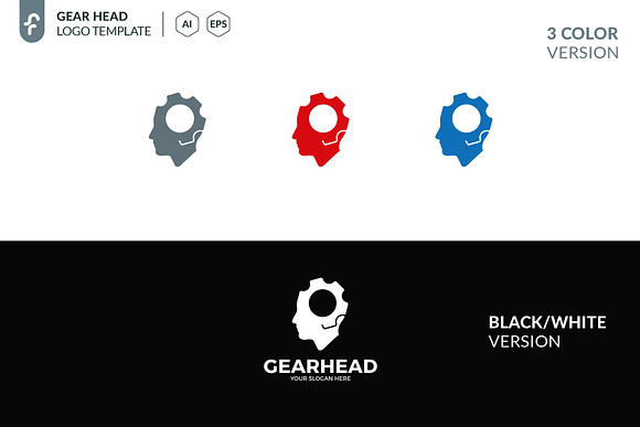 Gear Head Logo in Logo Templates - product preview 4