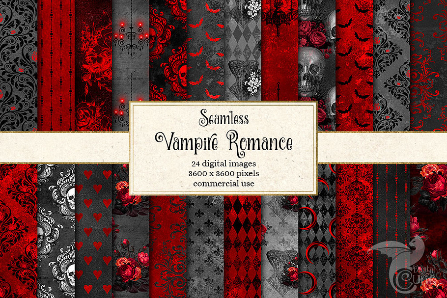 Vampire Romance Digital Paper in Patterns - product preview 8