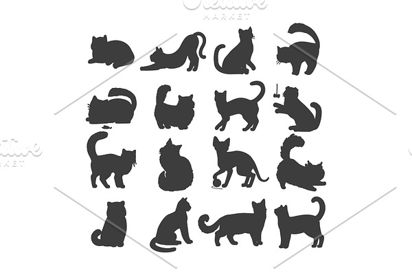Set of Cats Vector Flat Design