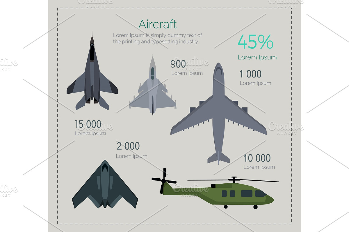 Set of Military Aircraft Vector in Illustrations - product preview 8