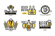 Craft beer logo set, vintage