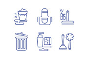 Cleaning service icons set, washing