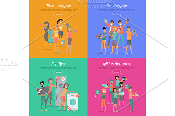 Shopping on Sale Flat Vector Web