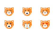 Tiger emoticon emoji set, cute