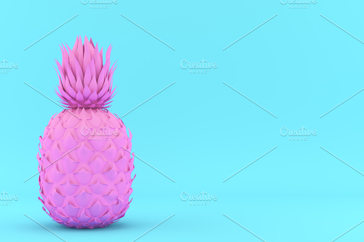 Painted Pink and Blue Pinapple in Illustrations - product preview 8