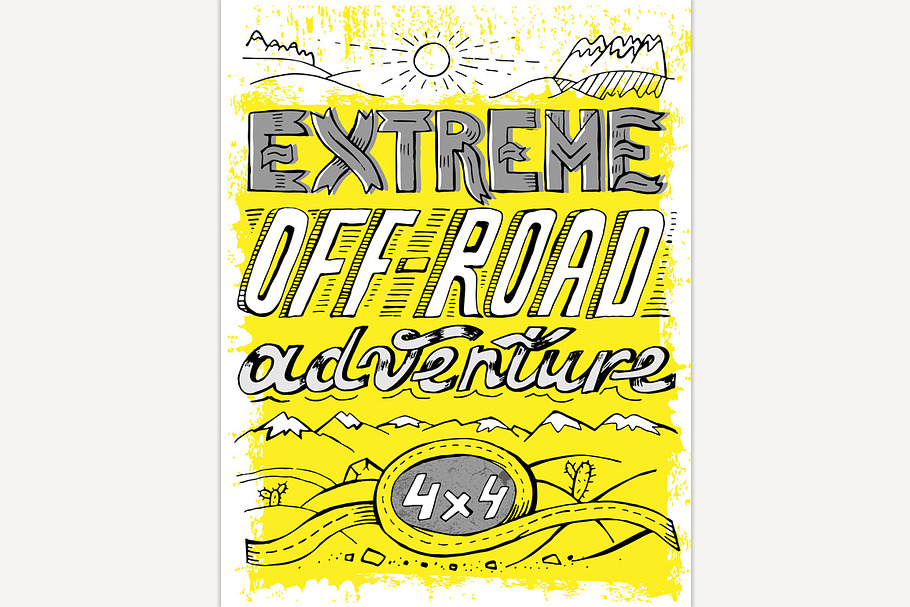 Hand drawn offroad poster