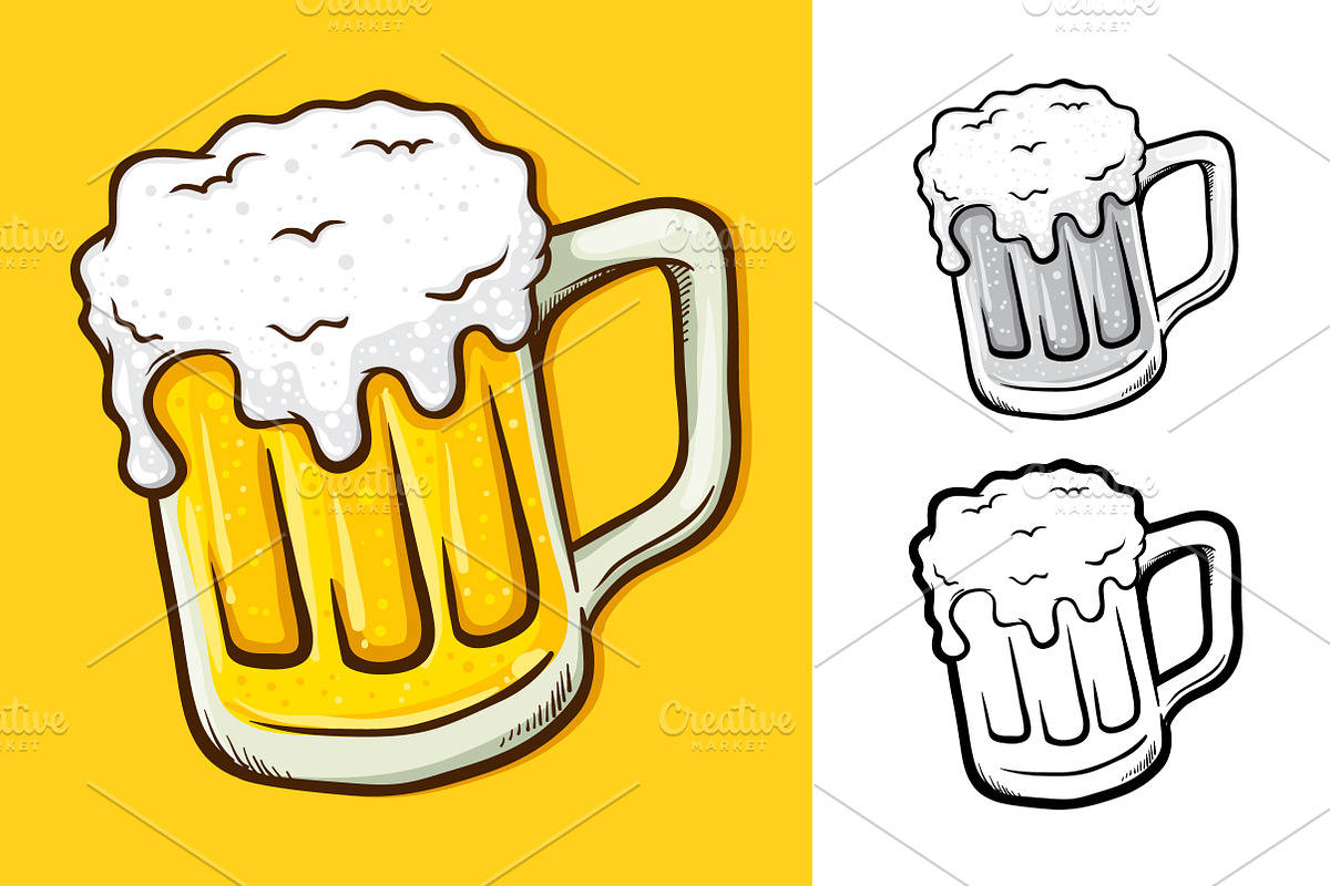 Glass of Beer With Froth in Illustrations - product preview 8