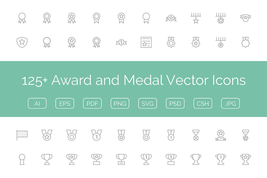 125+ Award and Medal Vector Icons