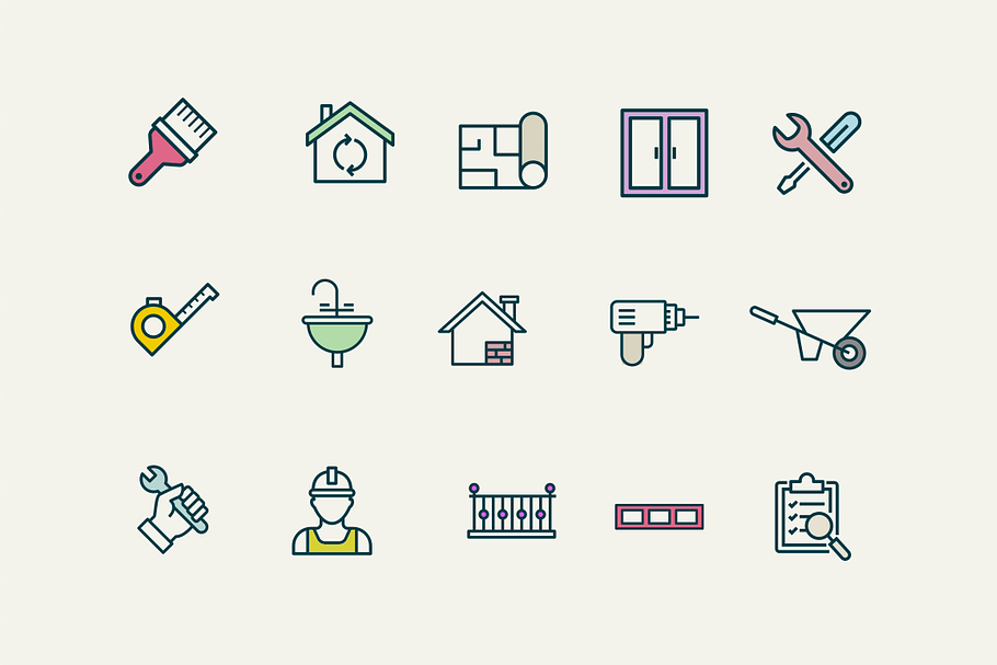 15 House Renovation Icons