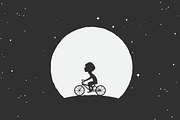Little boy rides on a bicycle