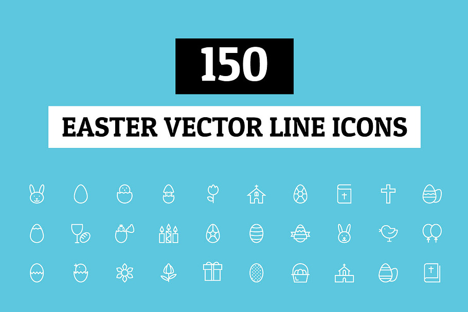 150 Easter Vector Line Icons