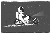 biker astronaut rides through the un