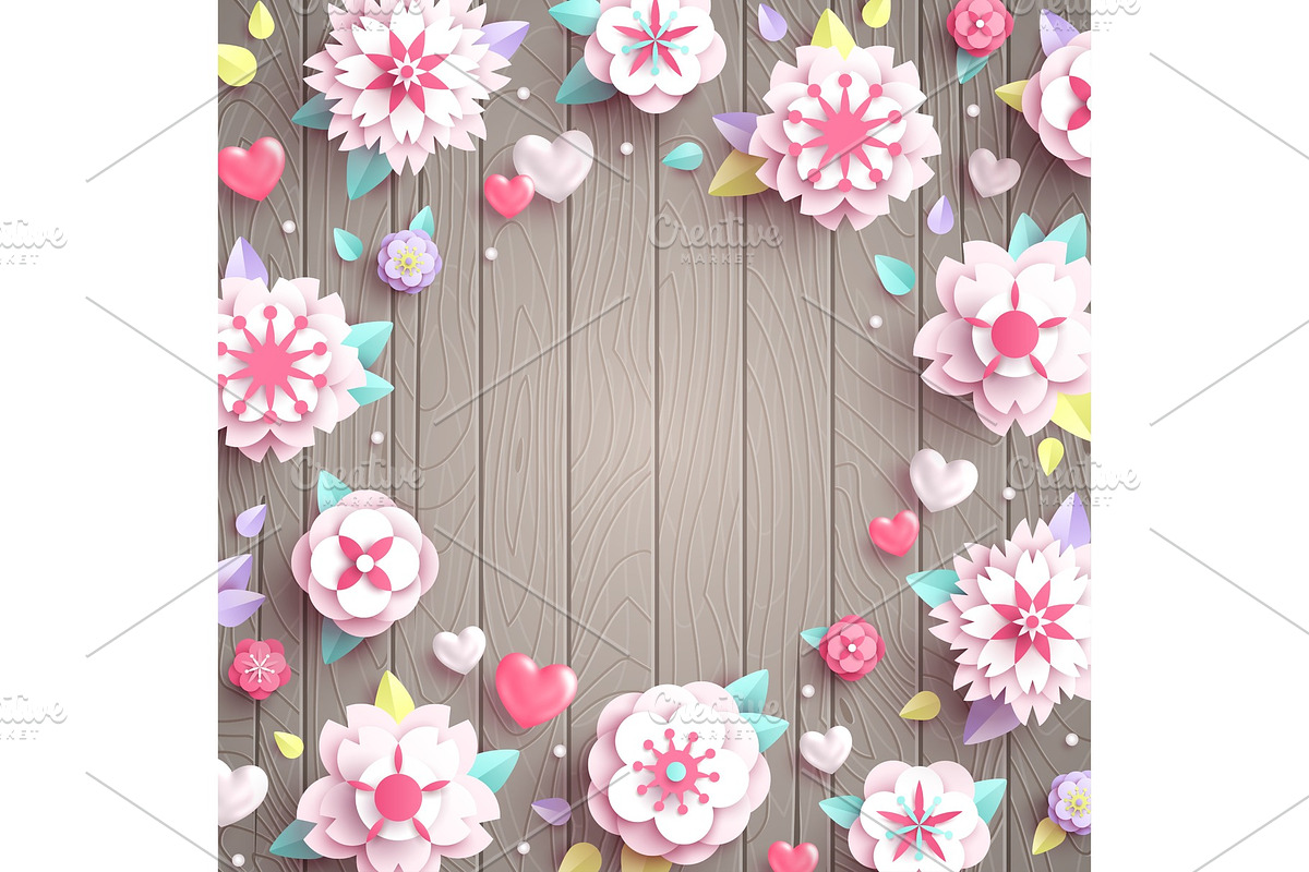 White flowers on wooden background in Illustrations - product preview 8