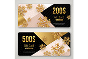 Gift cards set with gold snowflakes