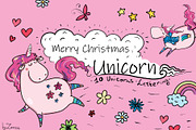 Merry  Christmas Unicorn - clip-art