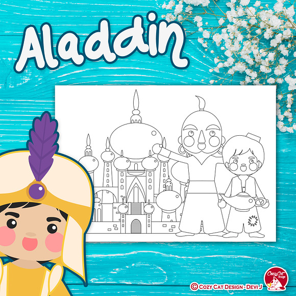 Aladdin Coloring Pages in Illustrations - product preview 5