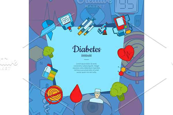 Vector colored diabetes icons