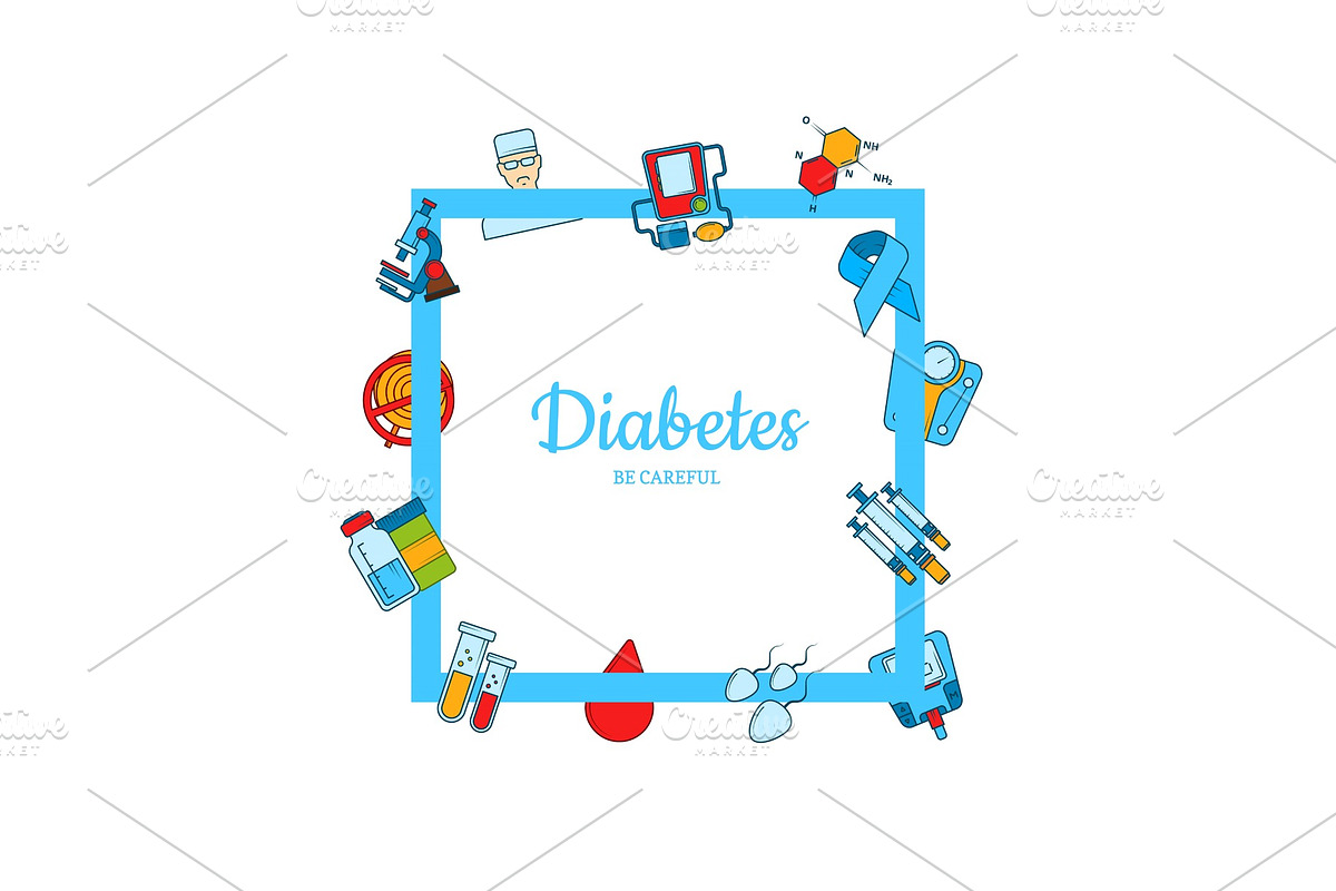 Vector colored diabetes icons with in Graphics - product preview 8