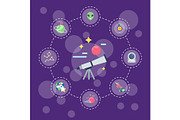 Vector flat space icons infographic
