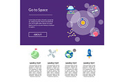 Vector flat space icons landing page