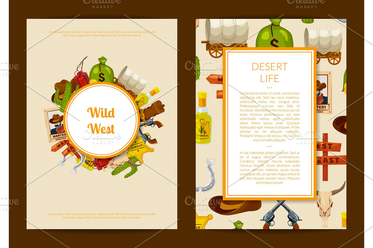 Vector cartoon wild west card or in Graphics - product preview 8