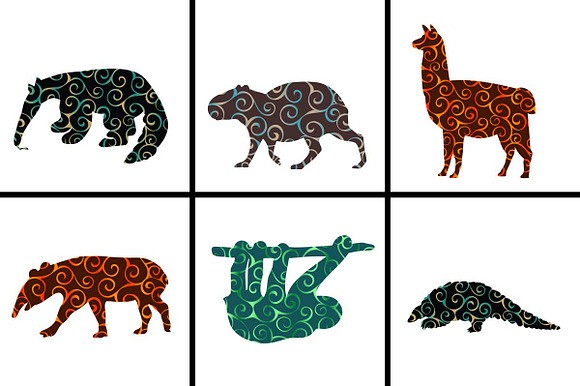 Set 100 colorful silhouettes animals in Icons - product preview 1