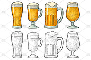 Four different glasses for beer