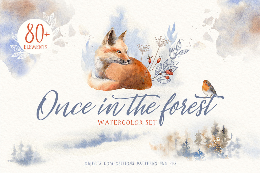 ONCE IN THE FOREST Winter set in Illustrations - product preview 8